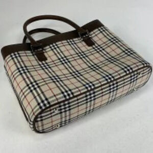 Burberry canvas brown bag handbag check tote Brown